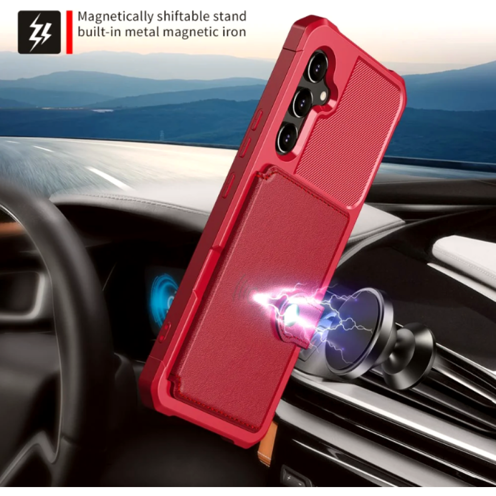 HappyCase 3 σε 1 - Θήκη Σιλικόνης με Ενσωματωμένο PU Πορτοφόλι - Samsung Galaxy A34 - Red (8719246420702)