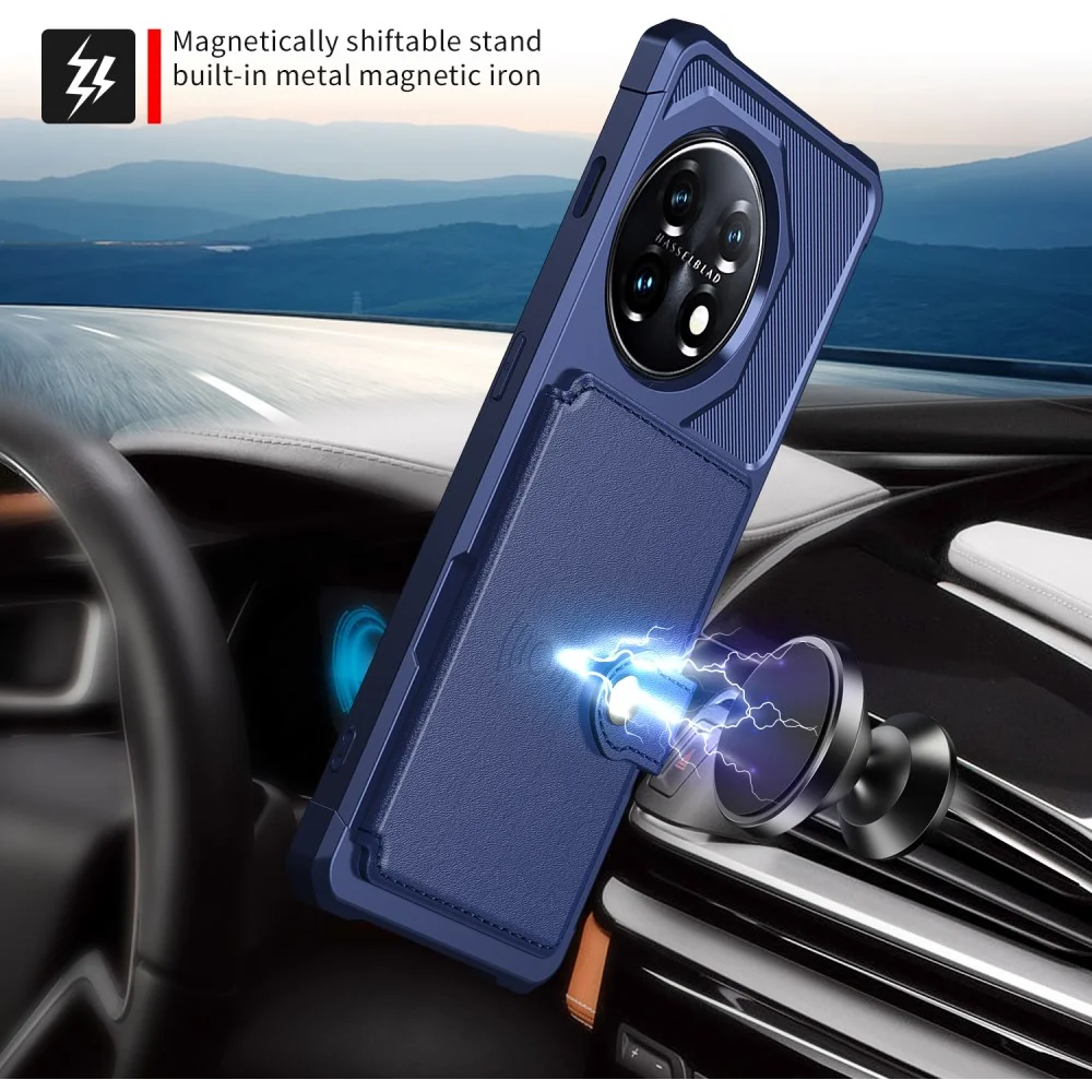 HappyCase 3 σε 1 - Θήκη Σιλικόνης με Ενσωματωμένο PU Πορτοφόλι - OnePlus 11 - Dark Blue (8719246421488)