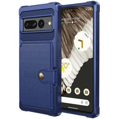 HappyCase 3 σε 1 - Θήκη Σιλικόνης με Ενσωματωμένο PU Πορτοφόλι - Google Pixel 7 Pro - Dark Blue (8719246421440)