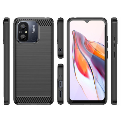 Tech-Protect Θήκη Σιλικόνης Carbon - Xiaomi Redmi 12C - Black (9490713933770)
