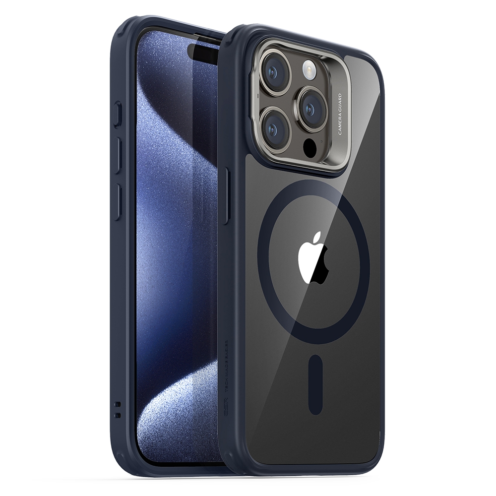 ESR Classic Kickstand Hybrid HaloLock - Διάφανη Ανθεκτική MagSafe Θήκη Apple iPhone 15 Pro - Clear / Dark Blue (4894240176559)