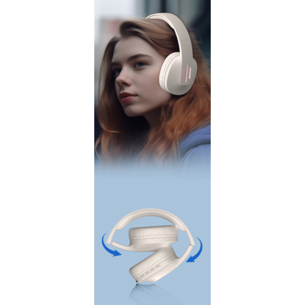 Riversong Rhythm L9 Bluetooth Headphones - Ασύρματα Ακουστικά Κεφαλής Bluetooth - Cream (EA278CR)