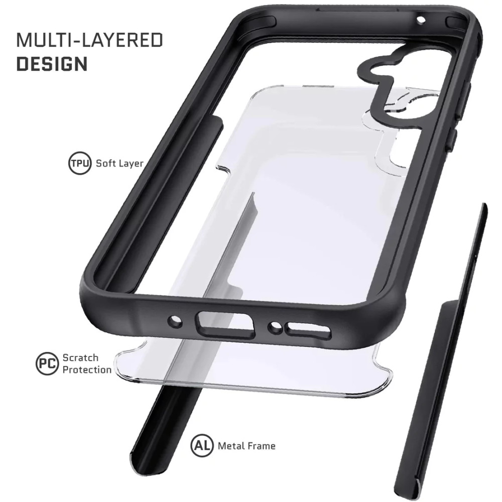 Ghostek Atomic Lite - Σετ Διάφανη Ανθεκτική Θήκη με Tempered Glass Οθόνης - Samsung Galaxy A54 - Black (GHOCAS3421)