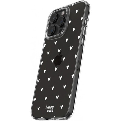 HappyCase Διάφανη Θήκη Σιλικόνης Apple iPhone 15 Pro - Hearts Print (8719246420399)