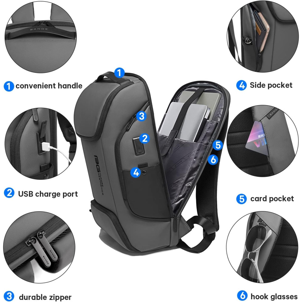 Bange 7267 - Σακίδιο Πλάτης / Τσάντα Μεταφοράς Laptop έως 15.6" - 24L - Gray