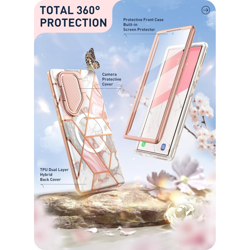 Ανθεκτική Θήκη MagSafe με Κάλυμμα για την Κάμερα - Samsung Galaxy S24 Ultra - Supcase i-Blason Cosmo Mag - Marble (843439138872)