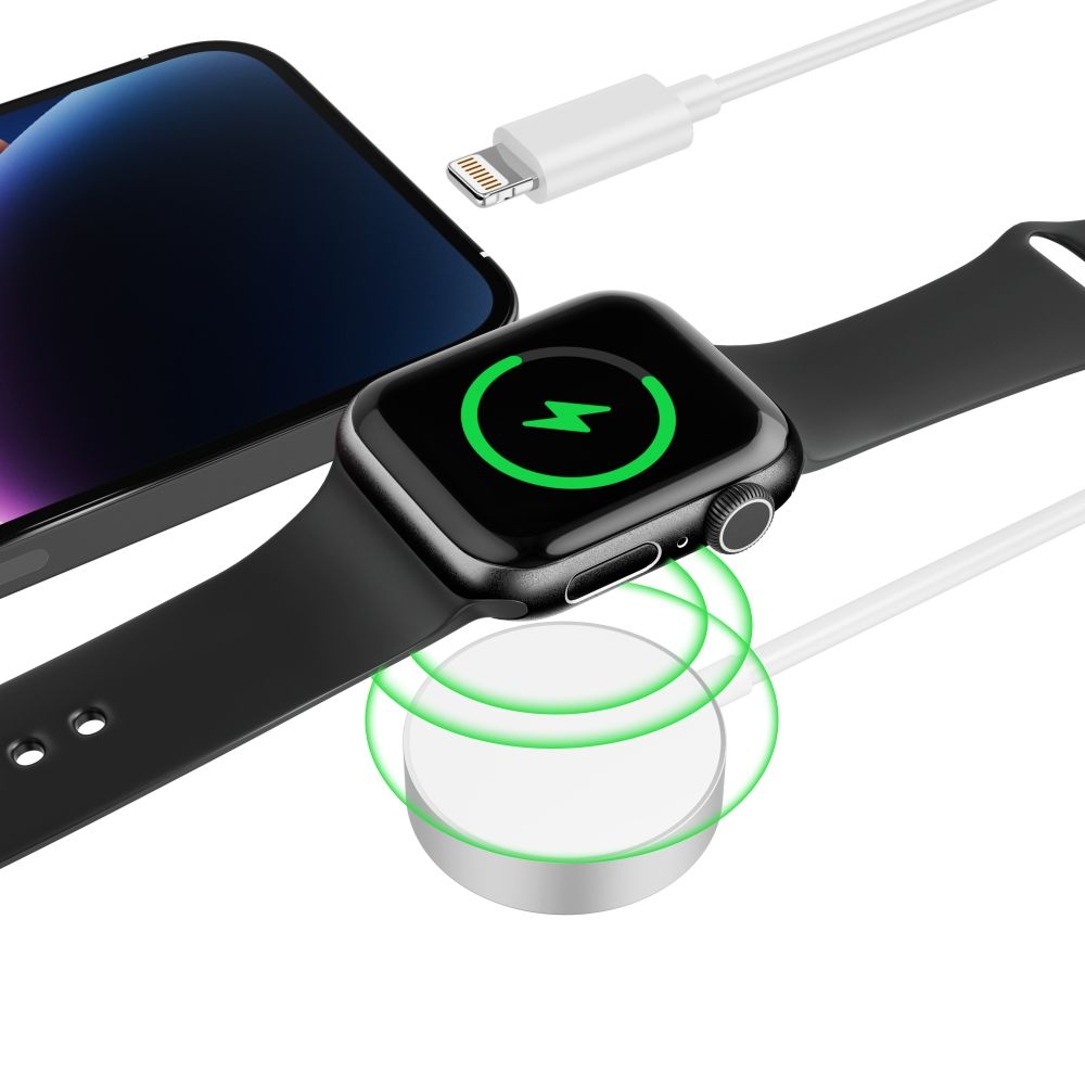 Tech-Protect Ultraboost 2in1 Magnetic Cable - Μαγνητικός Ασύρματος Φορτιστής USB-A σε Apple Watch / Lightning - 2.5W - 2.4A - 150cm - White (9490713932780)