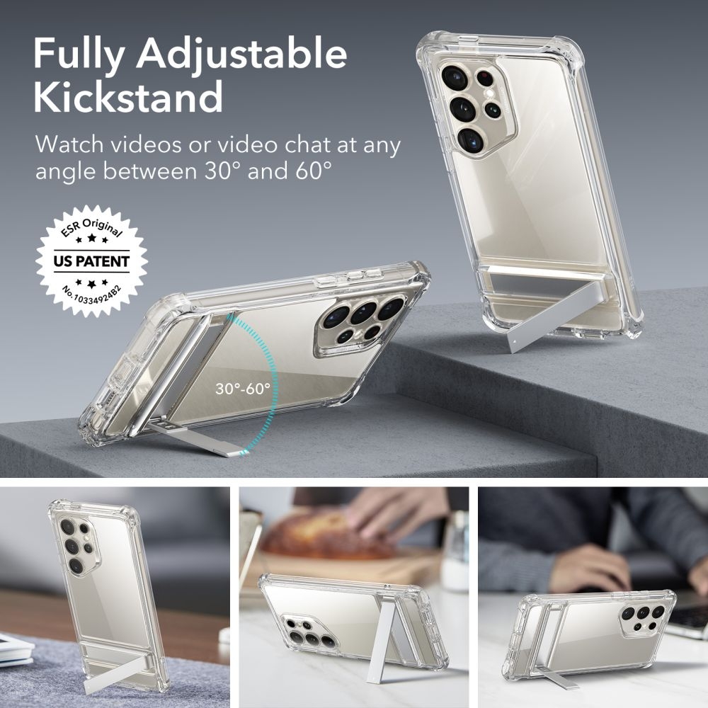 Ανθεκτική 360° Full Body Διάφανη Θήκη με Kickstand & Tempered Glass για Φακό Κάμερας - Samsung Galaxy S24 Ultra - ESR Armor Kickstand Case - Clear (4894240189955)