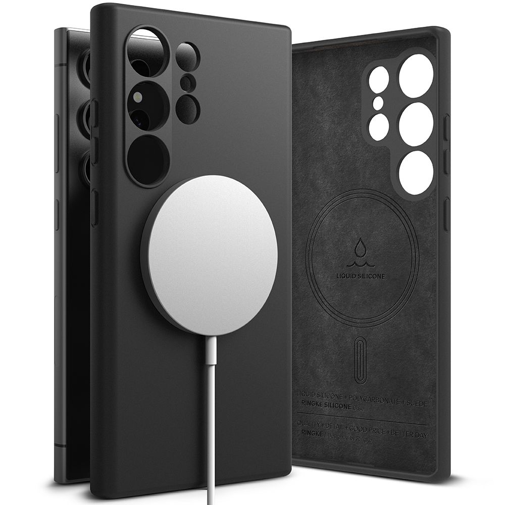 Ανθεκτική MagSafe Θήκη Σιλικόνης - Samsung Galaxy S24 Ultra - Ringke Silicone Magnetic - Black (8809961783975)