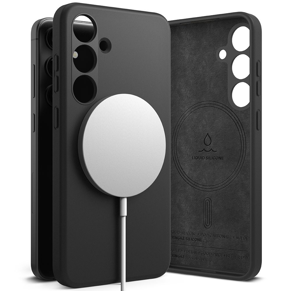 Ανθεκτική MagSafe Θήκη Σιλικόνης - Samsung Galaxy S24 - Ringke Silicone Magnetic - Black (8809961782923)