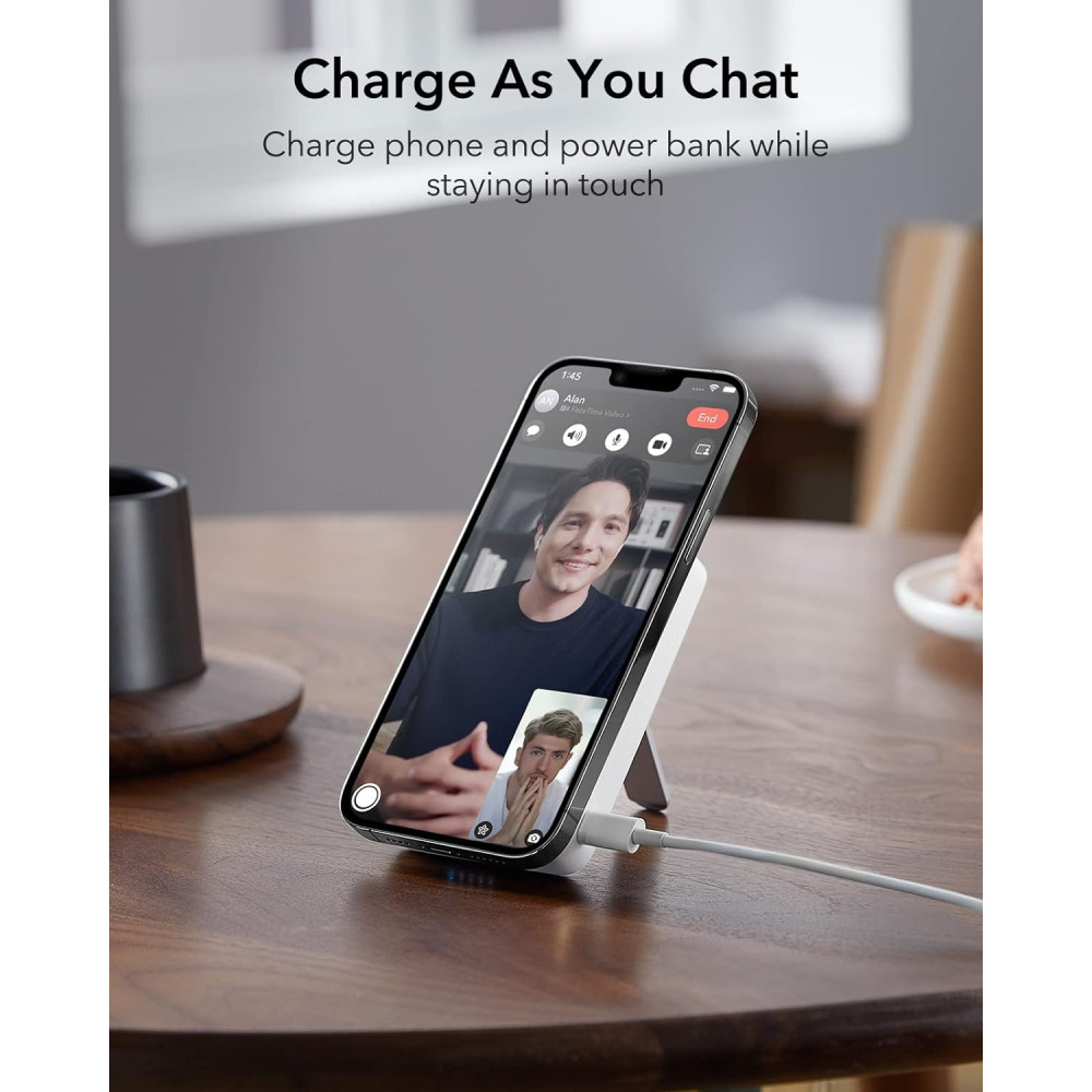 ESR HaloLock Kickstand Wireless PowerBank με 1 x Type-C - 20W - 10.000mAh / Βάση Ασύρματης Φόρτισης MagSafe 7.5W - White (4894240132579)