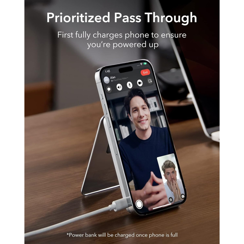 ESR HaloLock PowerBank Wallet με 1 x Type-C - 12W - 5.000mAh / MagSafe Θήκη - Πορτοφόλι για Κάρτες από Vegan Δέρμα / Βάση Ασύρματης Φόρτισης MagSafe 7.5W - Caramel Brown (4894240168578)