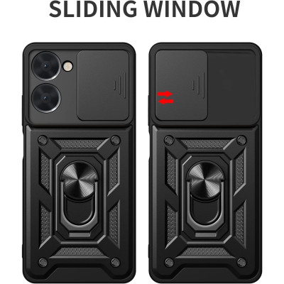 Bodycell Armor Slide - Ανθεκτική Θήκη Realme 10 4G με Κάλυμμα για την Κάμερα & Μεταλλικό Ring Holder - Black (5206015019968)