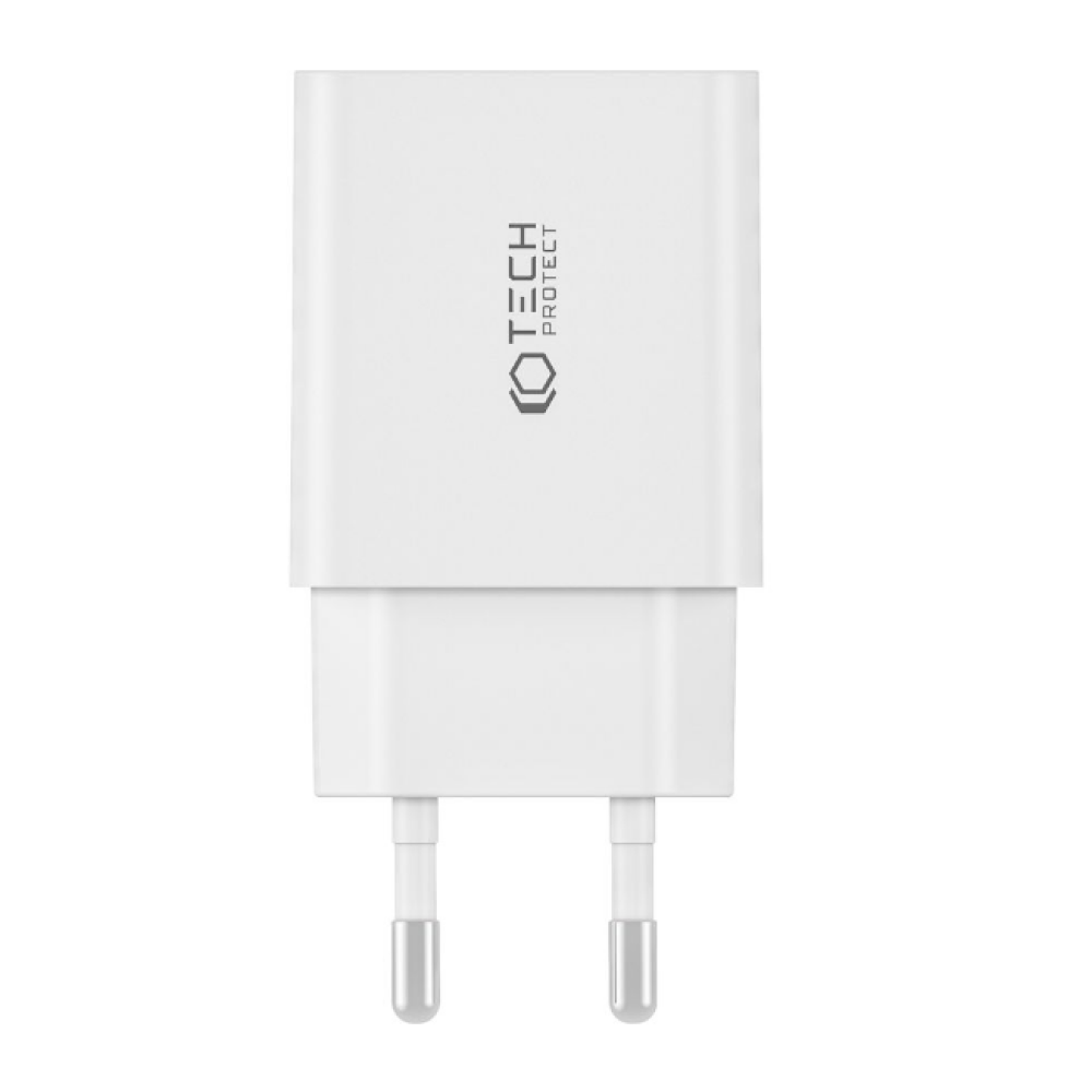 Tech-Protect C35W - Ταχυφορτιστής Ταξιδιού / Αντάπτορας με 2 x Type-C - 35W - White (9490713936078)