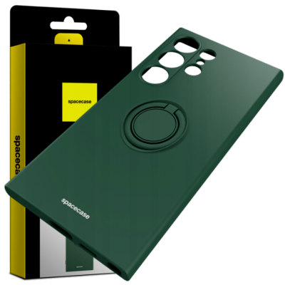 Θήκη Σιλικόνης με Μεταλλικό Μαγνητικό Ring Holder - Samsung Galaxy S24 Ultra - Spacecase Silicone Ring - Dark Green (5905719106805)