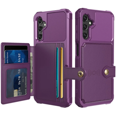 HappyCase 3 σε 1 - Θήκη Σιλικόνης με Ενσωματωμένο PU Πορτοφόλι - Samsung Galaxy A25 - Purple (8719246420771)