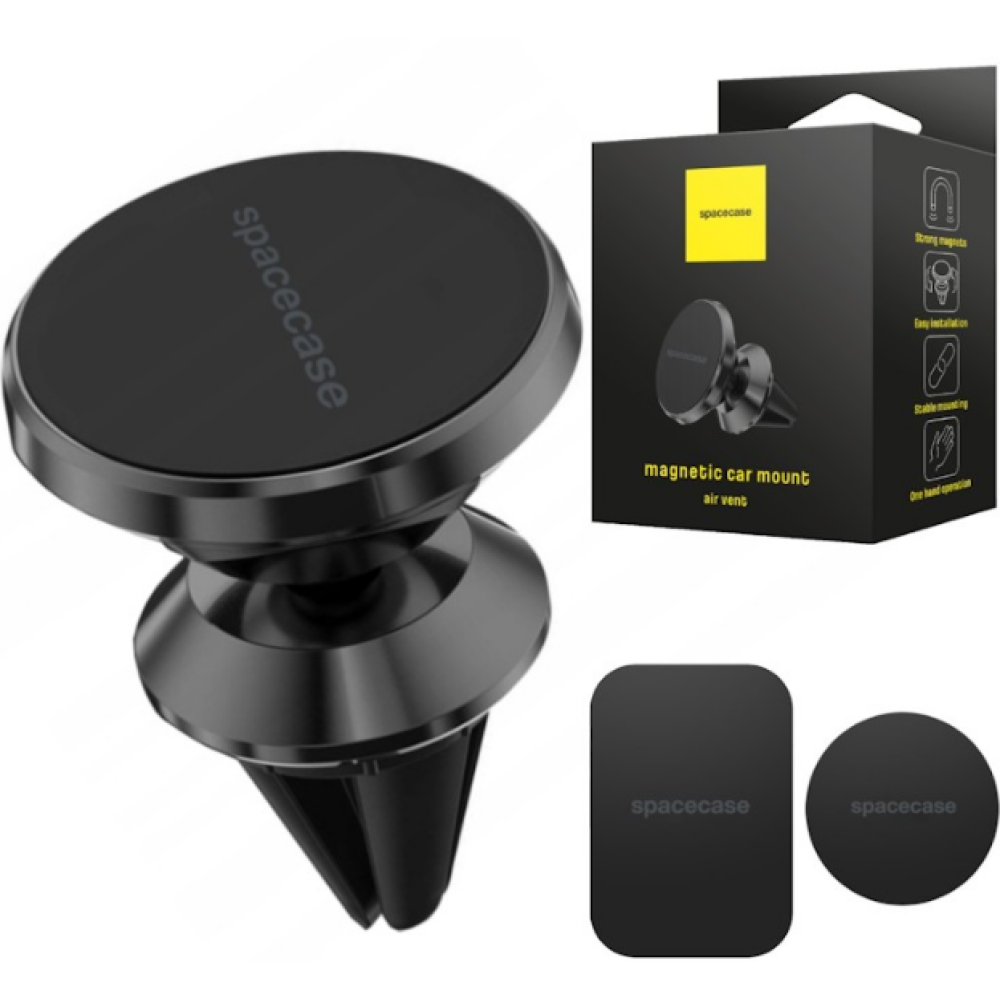 Spacecase SC02 Magnetic Air Vent Car Holder - Μαγνητική Βάση Στήριξης Κινητών / Smartphone για Αεραγωγούς Αυτοκινήτων - Black (5905123421532)