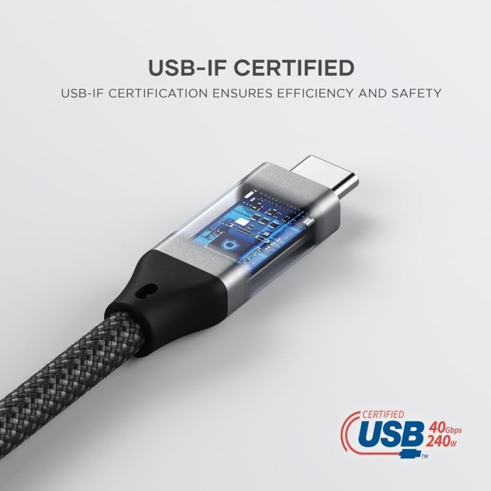 Satechi USB4 Pro Cable - Καλώδιο Φόρτισης / Μεταφοράς Δεδομένων με 8K Ανάλυση Βίντεο - USB4 Type-C σε USB4 Type-C - 240W - 120cm - Black (ST-YU4120M)