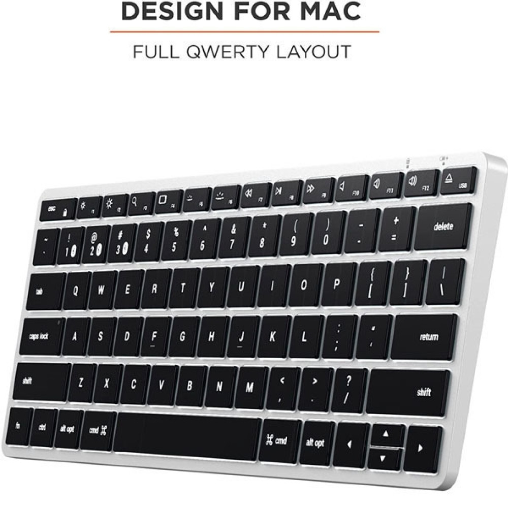 Satechi Slim X1 Bluetooth Backlit Keyboard για Mac - Ασύρματο Bluetooth Πληκτρολόγιο Αλουμινίου με Οπίσθιο Φωτισμό - Αγγλικό US - Silver (ST-BTSX1S)