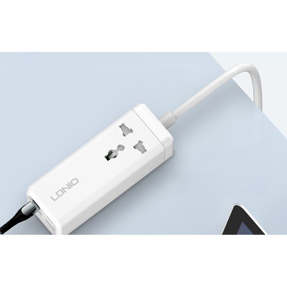 Ldnio 65W Desktop Power Strip - Μονόπριζο με 1 Υποδοχή AC - EU/US 2500W με Καλώδιο 200cm / Ταχυφορτιστής με 2 x USB-A / 2 x Type-C - 65W - White (SC1418)