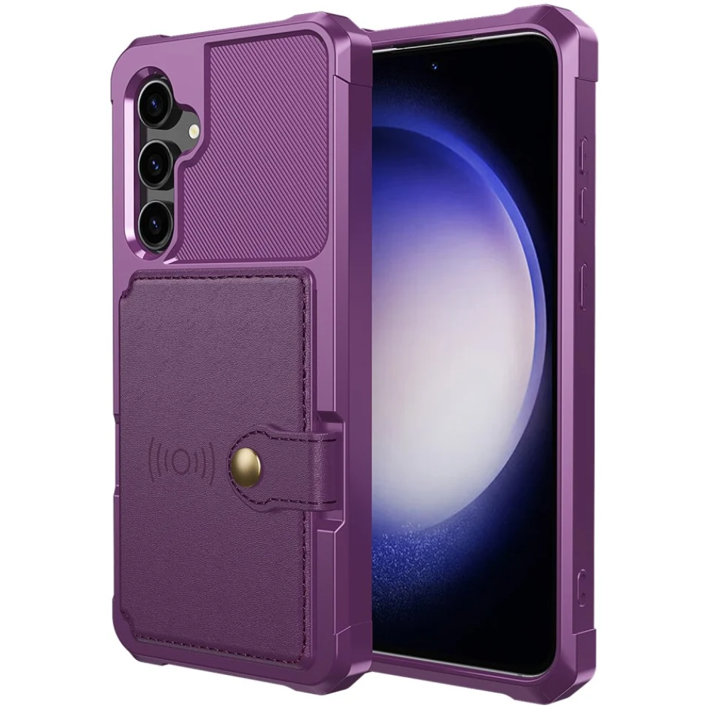 HappyCase 3 σε 1 - Θήκη Σιλικόνης με Ενσωματωμένο PU Πορτοφόλι - Samsung Galaxy S23 FE - Purple (8719246420788)