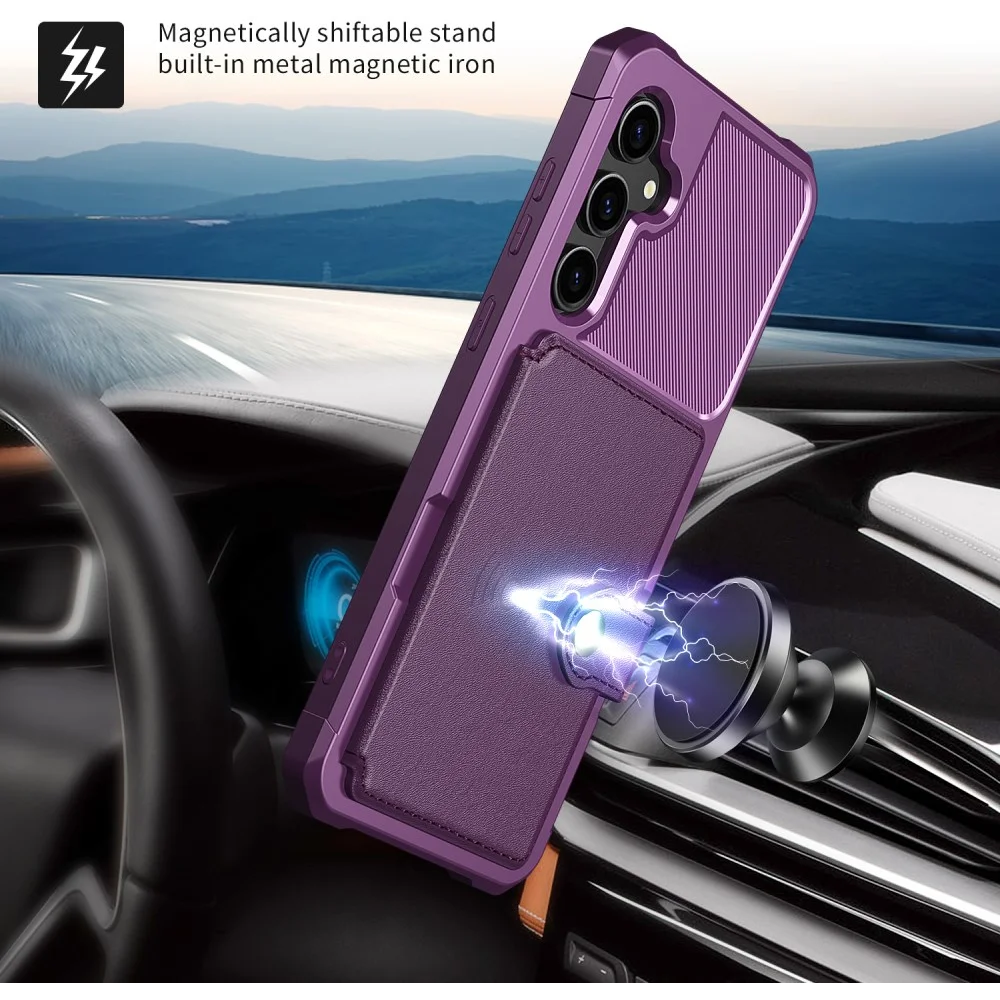 HappyCase 3 σε 1 - Θήκη Σιλικόνης με Ενσωματωμένο PU Πορτοφόλι - Samsung Galaxy S23 FE - Purple (8719246420788)