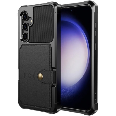 HappyCase 3 σε 1 - Θήκη Σιλικόνης με Ενσωματωμένο PU Πορτοφόλι - Samsung Galaxy S23 FE - Black (8719246409226)