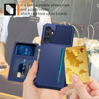 HappyCase 3 σε 1 - Θήκη Σιλικόνης με Ενσωματωμένο PU Πορτοφόλι - Samsung Galaxy A25 - Dark Blue (8719246421372)