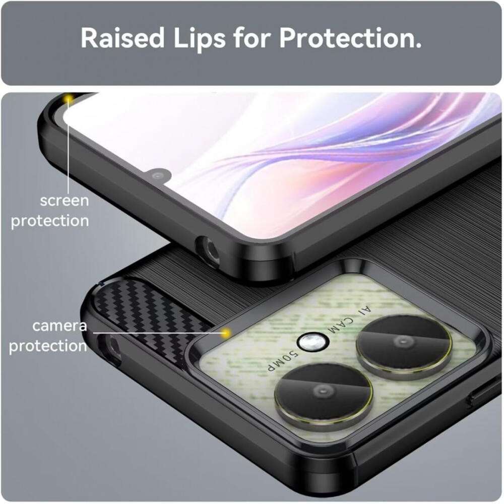 HappyCase Θήκη Σιλικόνης Brushed - Xiaomi Redmi 13C / Poco C65 - Black (8719246441172)