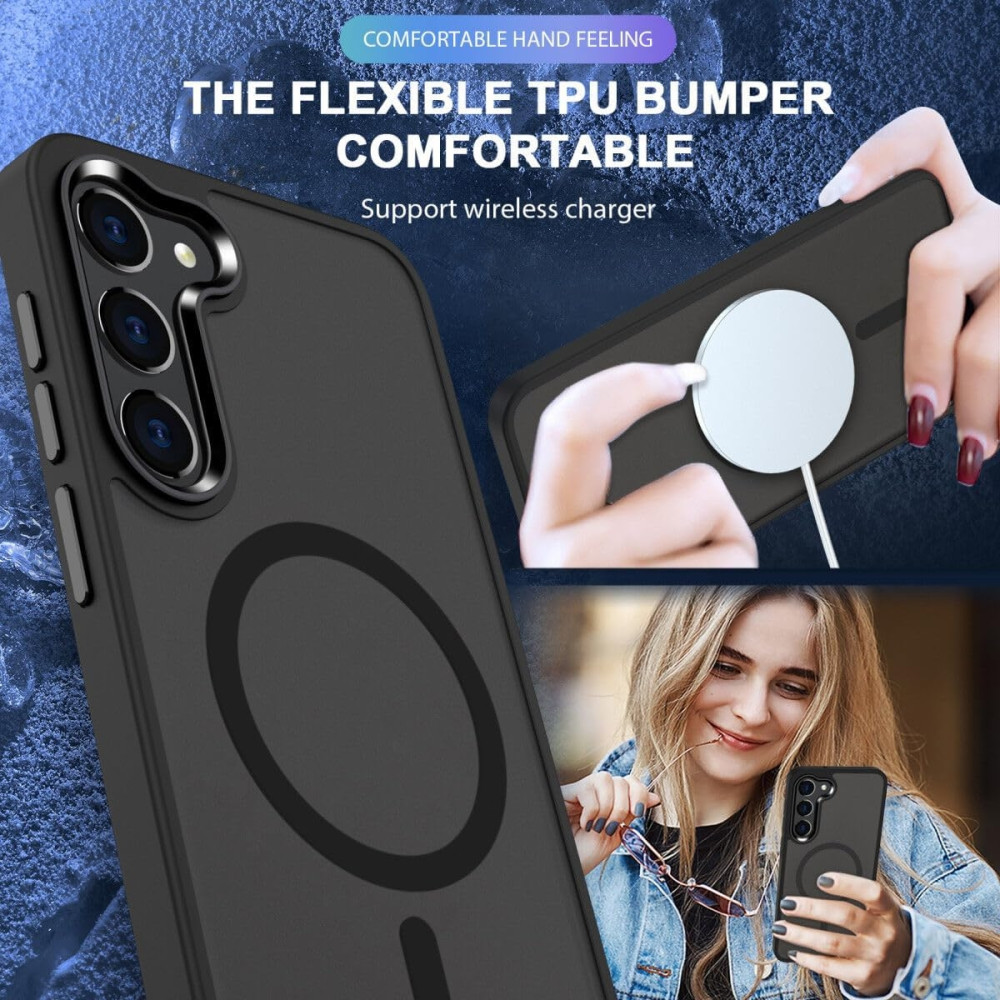 HappyCase Ημιδιάφανη Σκληρή Θήκη MagSafe - Samsung Galaxy S23 - Matte Black (8719246412707)