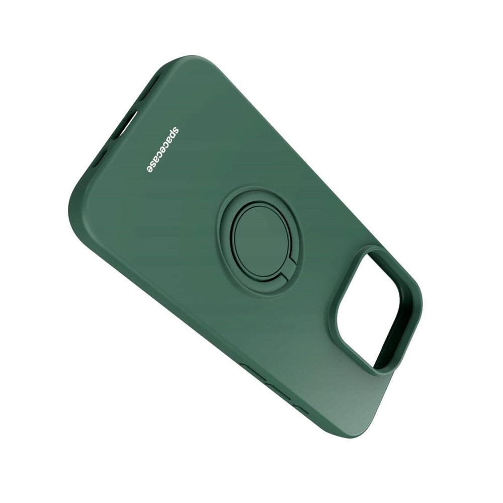 Spacecase Silicone Ring - Θήκη Σιλικόνης με Μεταλλικό Μαγνητικό Ring Holder - Apple iPhone 15 Pro - Dark Green (5905719103866)