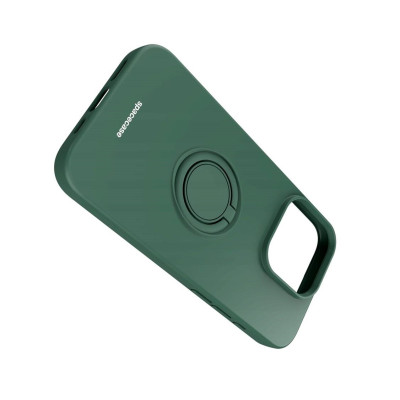 Spacecase Silicone Ring - Θήκη Σιλικόνης με Μεταλλικό Μαγνητικό Ring Holder - Apple iPhone 15 Pro - Dark Green (5905719103866)