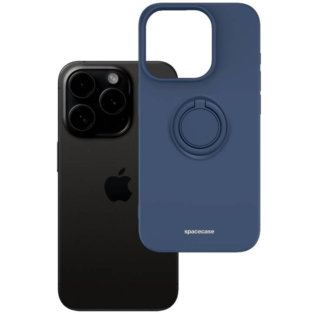 Spacecase Silicone Ring - Θήκη Σιλικόνης με Μεταλλικό Μαγνητικό Ring Holder - Apple iPhone 15 Pro - Blue (5905719103859)