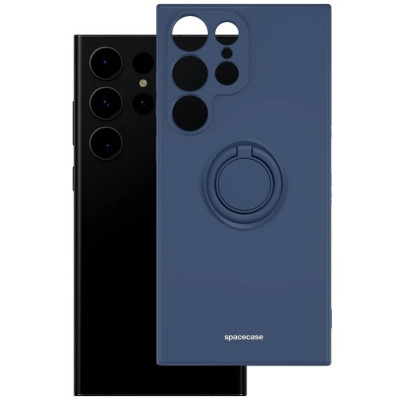 Spacecase Silicone Ring - Θήκη Σιλικόνης με Μεταλλικό Μαγνητικό Ring Holder - Samsung Galaxy S23 Ultra - Blue (5905719014308)