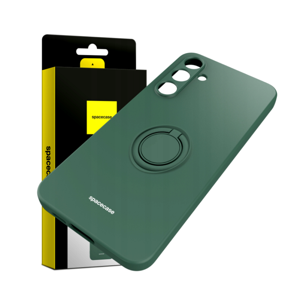 Θήκη Σιλικόνης με Μεταλλικό Μαγνητικό Ring Holder - Samsung Galaxy A55 - Spacecase Silicone Ring - Dark Green (5905719108809)