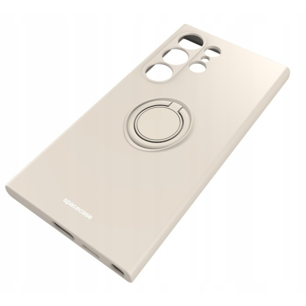 Θήκη Σιλικόνης με Μεταλλικό Μαγνητικό Ring Holder - Samsung Galaxy S24 Ultra - Spacecase Silicone Ring - Bone (5905719106799)