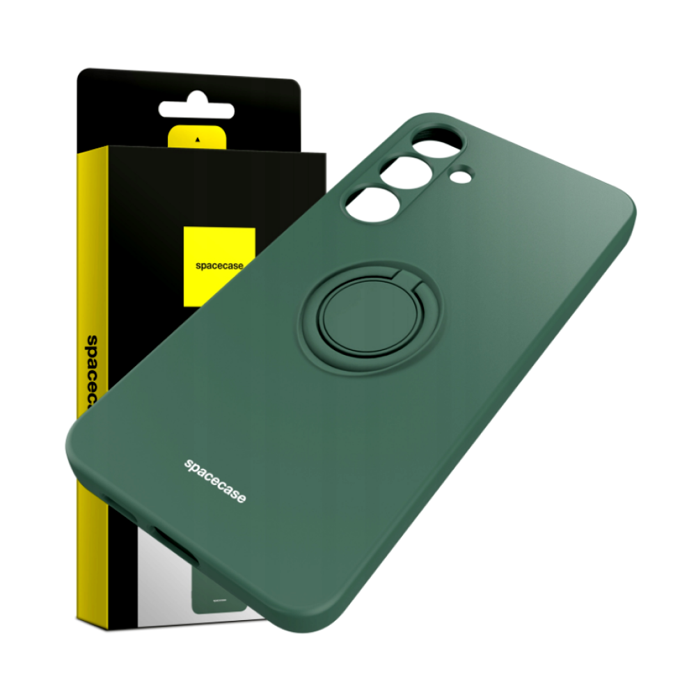 Θήκη Σιλικόνης με Μεταλλικό Μαγνητικό Ring Holder - Samsung Galaxy S24 Plus - Spacecase Silicone Ring - Dark Green (5905719106768)