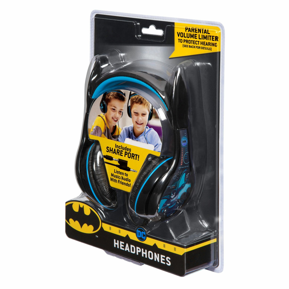 eKids DC Comics Batman - Ενσύρματα Ακουστικά Κεφαλής για Παιδιά με Ασφαλή Μέγιστη Ένταση Ήχου & 1 x Θύρα Jack 3.5mm - Light Blue / White (BM-140.UEXv22)