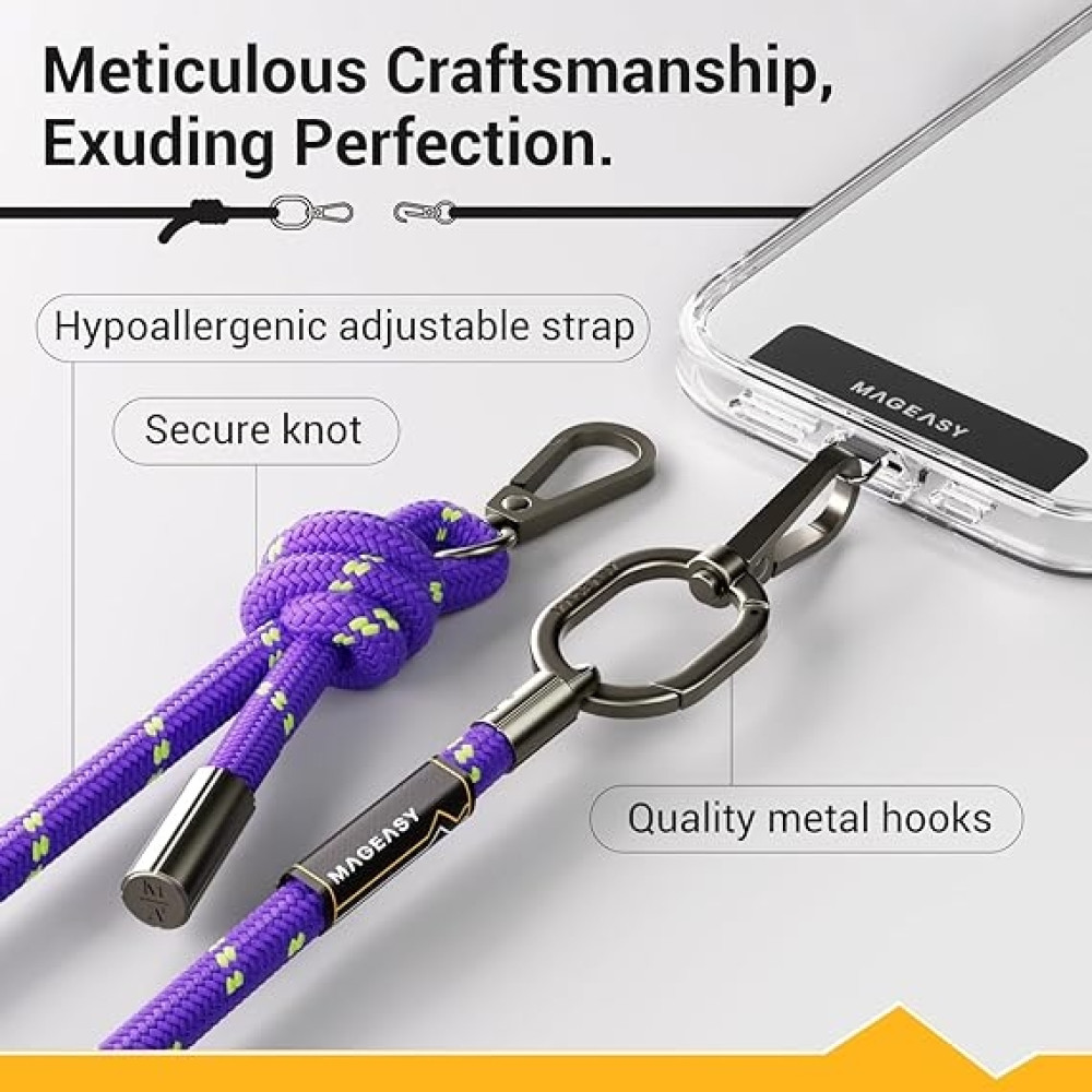 SwitchEasy MagEasy Rope Strap & Strap Card 8.3mm - Αποσπώμενο Λουράκι Λαιμού για Θήκες Κινητών iPhone - Purple / Green (MPHIPH188PE23)