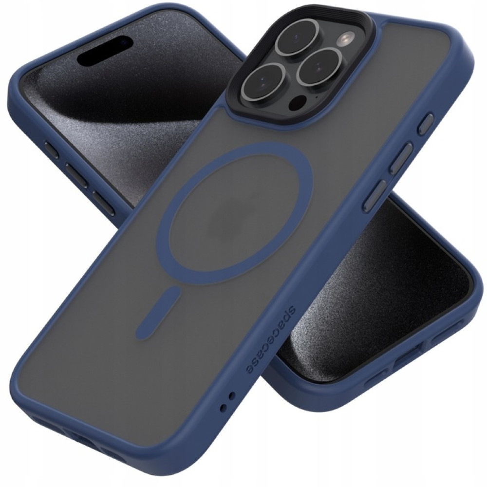 Θήκη Apple iPhone 15 Pro Max - Spacecase Hybrid MagSafe Σκληρή Ημιδιάφανη με MagSafe - Dark Blue (5905719103248)