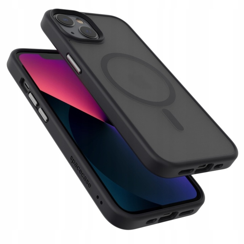 Spacecase Hybrid MagSafe - Σκληρή Ημιδιάφανη Θήκη MagSafe - Apple iPhone 13 - Black (5905719102814)