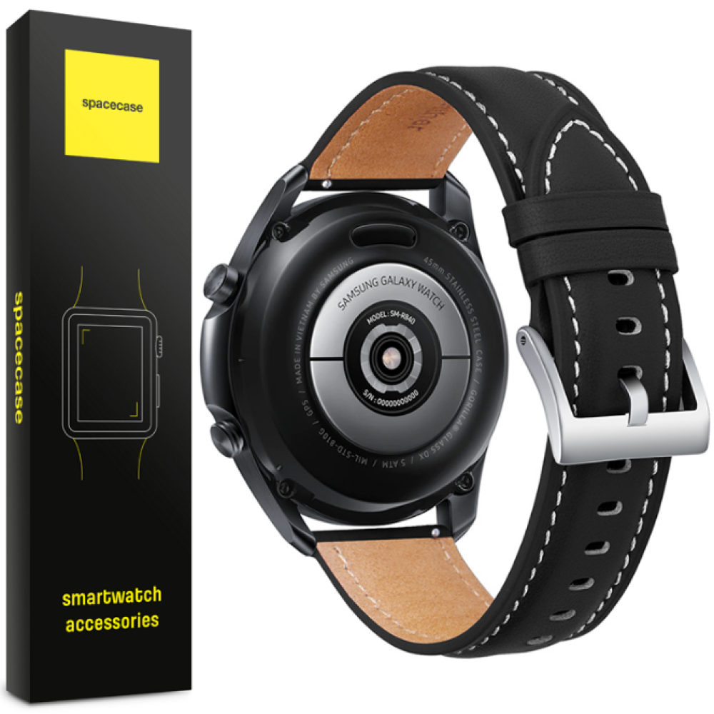 Spacecase Leather Strap - Universal Δερμάτινο Λουράκι για Smartwatches (22mm) - Black (5903943243808)