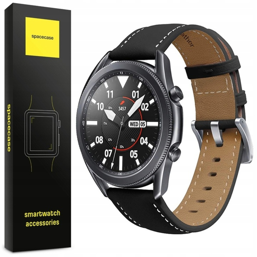 Spacecase Leather Strap - Universal Δερμάτινο Λουράκι για Smartwatches (20mm) - Black (5903943243754)