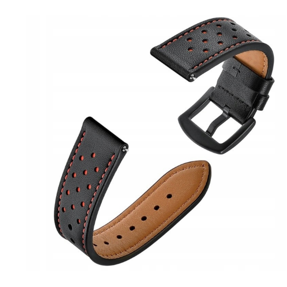 Spacecase Elegance - Universal Δερμάτινο Λουράκι για Smartwatches (22mm) - Black (5903943243891)