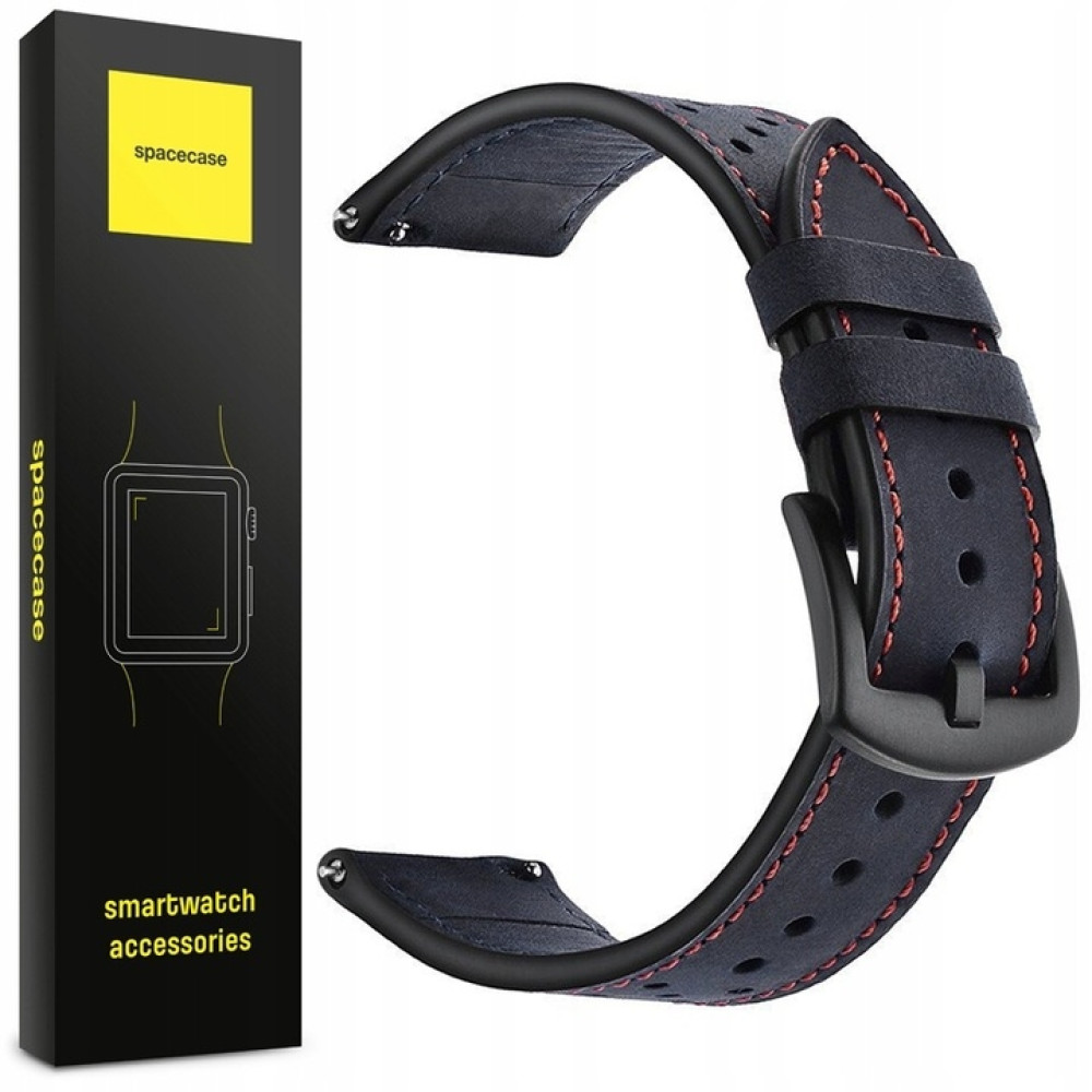 Spacecase Elegance - Universal Δερμάτινο Λουράκι για Smartwatches (22mm) - Navy Blue (5903943243914)