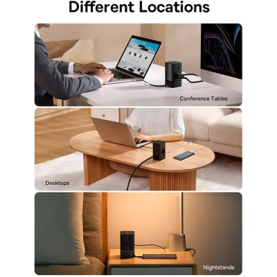 Baseus PowerCombo Digital PowerStrip - Πολύπριζο με 2 Υποδοχές AC με Καλώδιο 150cm / Ταχυφορτιστής με 1 x USB-A & 1 x Type-C / Eπεκτεινόμενο Καλώδιο Type-C 80cm - 65W - Black (PSLR000301)