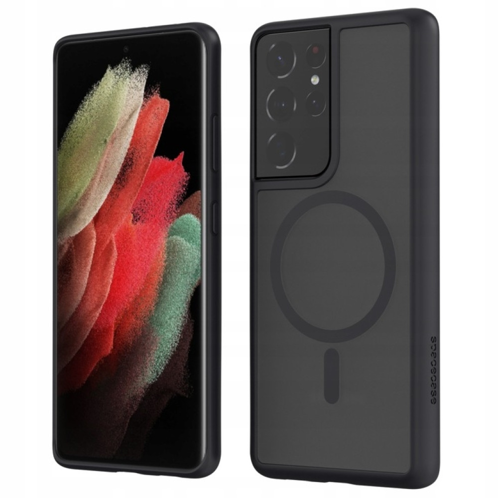 Spacecase Hybrid MagSafe - Σκληρή Ημιδιάφανη Θήκη MagSafe - Samsung Galaxy S21 Ultra 5G - Black (5905719103385)