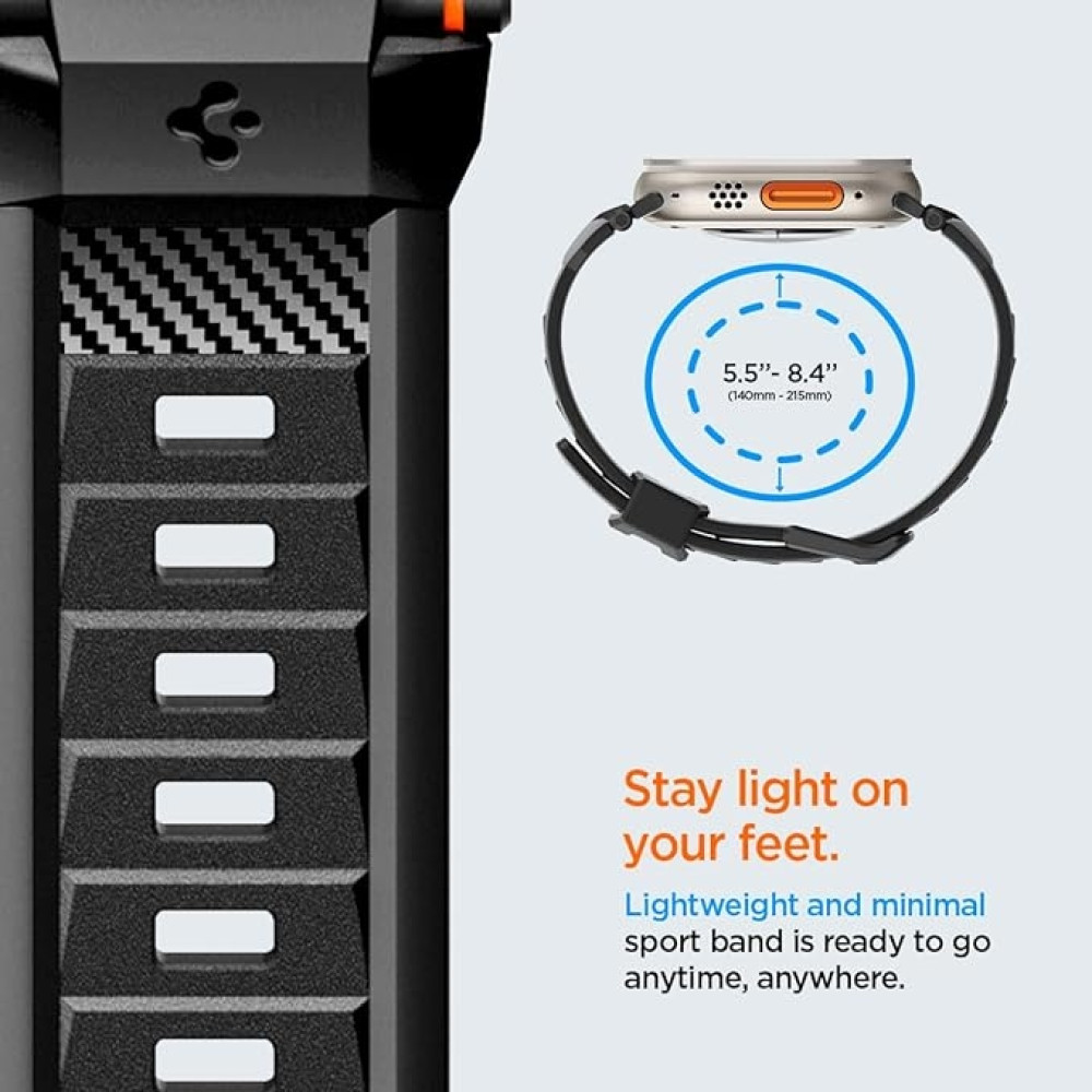 Spigen Rugged Ultra Band - Premium Λουράκι Σιλικόνης με Ανθρακονήματα - Apple Watch Ultra/SE/11/10/9/8/7/6/5/4 (49/46/45/44mm) - Matte Black (AMP07105)