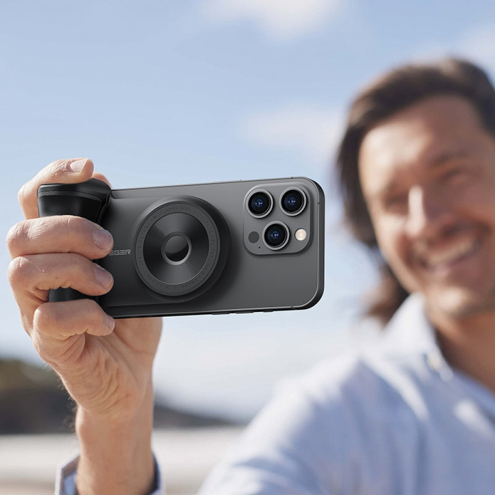 Veger SnapCam PowerBank - PowerBank 5.000 mAh με Ασύρματη Φόρτιση MagSafe 5W & Mαγνητική Λαβή Τηλεφώνου / Βάση με Χειριστήριο Bluetooth για Selfie - Black (W0569)