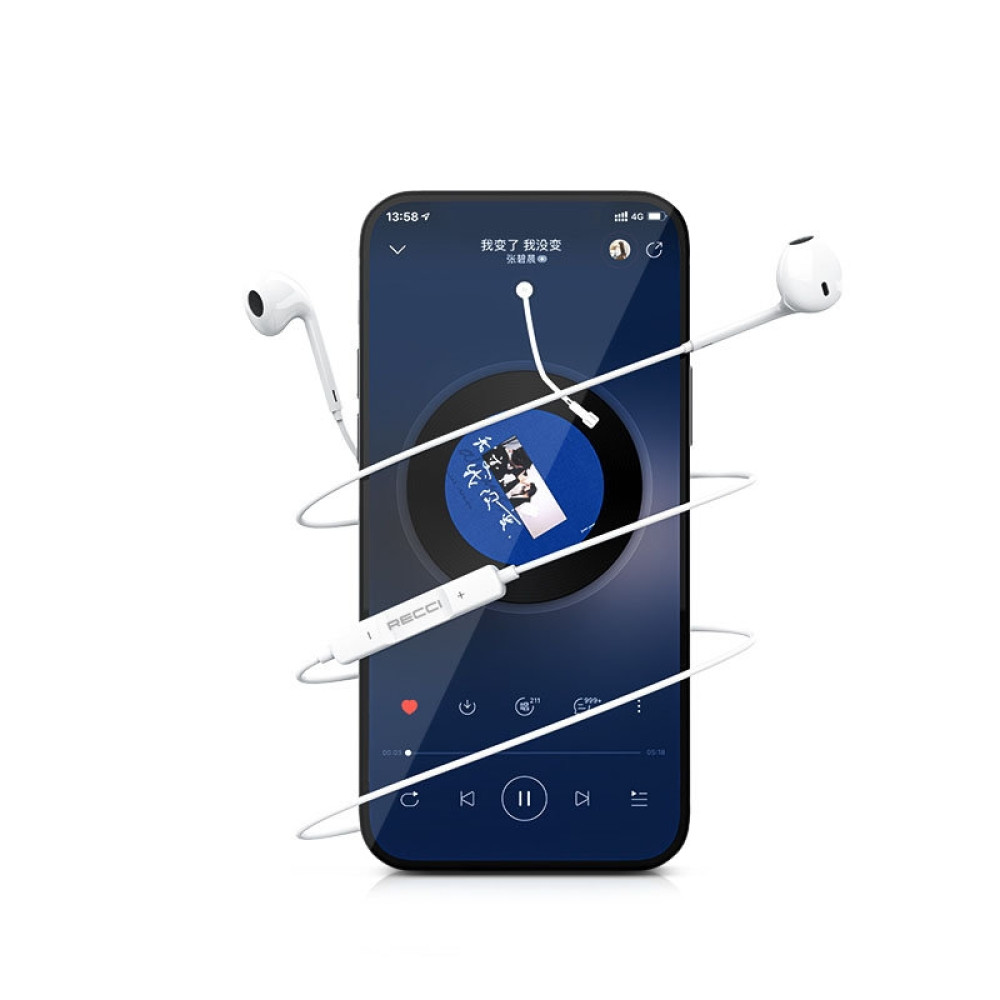 Recci REP-L27 - Ενσύρματα Handsfree Ακουστικά Type-C - White (6955482503744)